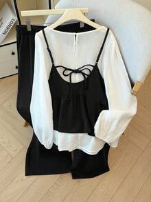 GlowEve CURVE 大码休闲通勤无袖上衣+松紧腰宽松裤两件套