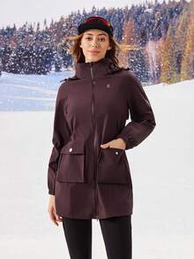 OutZeal 女士雨衣，圣诞节徒步露营防水抽绳腰带反光条翻盖口袋