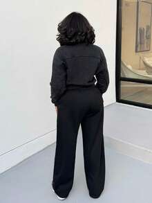 Alexandranx 水洗拉链运动衫 接缝细节 返校 秋冬 舒适 秋季 可爱 休闲 日常 胶囊衣橱 Y2K 街头服饰 圣诞节 - 黑色 - 查看 2