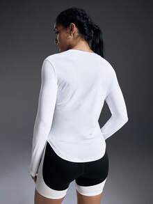 Powerista Versatile Solid Color Slim Fit Long Sleeve Breathable Sports T-Shirt Activewear Woman - White - View 2