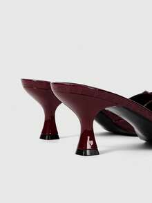 Sleekvia 女士绑带高跟穆勒凉鞋，夏季新品 - 酒紅色 - 查看 9