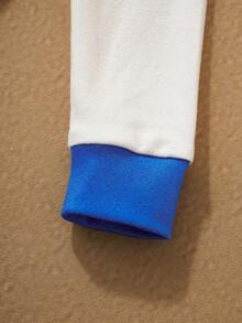 SpongeBob SquarePants | SHEIN 2pcs/Set Young Boy Cartoon Pattern Contrast Trim Knit Crew Neck Long Sleeve Top And Pants Tight Fit Pajama Set