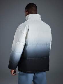 Driftmere Men's Fashionable Gradient Classic Side Pocket Elastic Hem Lined Outdoor Casual Hooded Down Coat, Versatile For Winter, Keep Warm,Sports Outdoor, Daily Casual Sports, Windproof, Waterproof Coat - Black - View 2