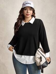 Zelara Plus 2 In 1 撞色领运动衫