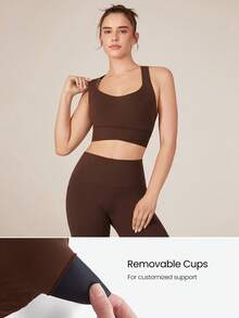 GLOWMODE FeatherFit™-Sculpt Full Coverage Side Support Wide Strap Crossover Sports Bra Light Support Low Impact Yoga Daily Fall Winter