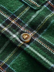 Manfinity RelaxMax 男士格子印花口袋前开襟纽扣休闲长袖衬衫 - 綠色 - 查看 6