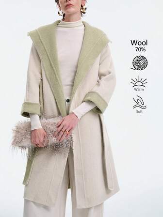 Aalyst Women's Elegant Design Long Wool Blend Coat, Suitable For Party, Halloween, Christmas, New Year, Thanksgiving, Winter
