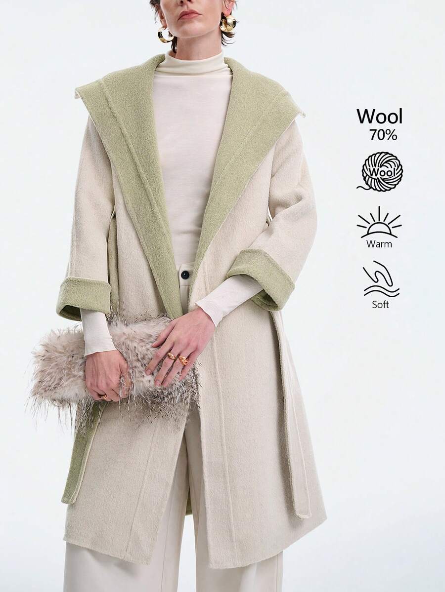 Selianne Women's Elegant Design Long Wool Blend Coat, Suitable For Party, Halloween, Christmas, New Year, Thanksgiving, Winter