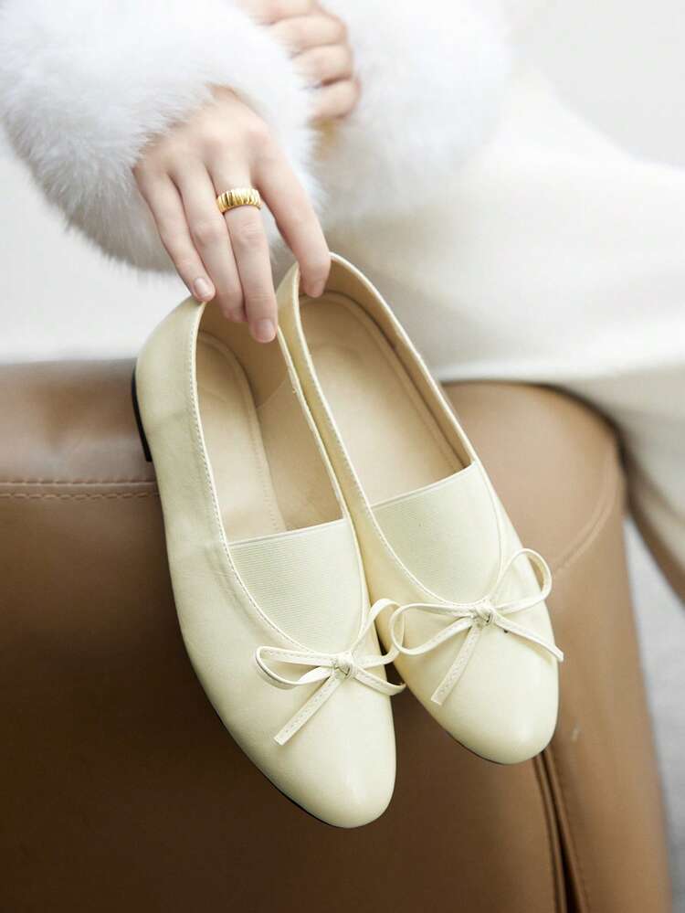 CUCCOO BIZCHIC Casual Solid Color Bow Decor Comfortable Women Flats For Christmas