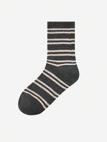 LUVLETTE 5 Pairs Autumn/Winter Warm Striped Mid-Calf Socks, Wool Blend Knee High Socks - Multicolor - View 11