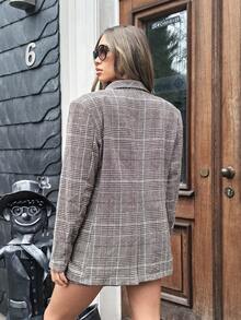 SHEIN Unity Bộ vest kẻ caro phong cách retro thường ngày dành cho nữ - Nhiều màu - Xem 2