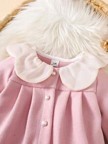 SHEIN 女婴羊毛外套和打底裤两件套，新款婴儿幼儿彼得潘领秋冬套装