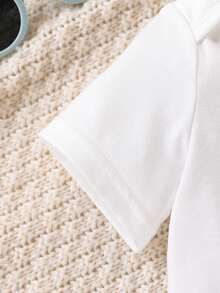 SHEIN Baby Boy Cute Letter Print Bodysuit With Pants & Hat Set, Spring/Summer - Blue - View 3