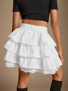 Radiana تنورة متدرجة من التول الربيعية/الصيفية المناسبة لعطلات الفتيات المراهقات ووقت الفراغ - أبيض - مشاهدة 2