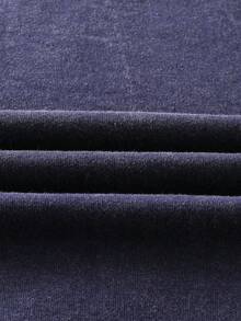 ROMWE MEN Street Life Teen Boy Balaclava Hat Graphic Print Washed Sweatshirt - Navy Blue - View 5