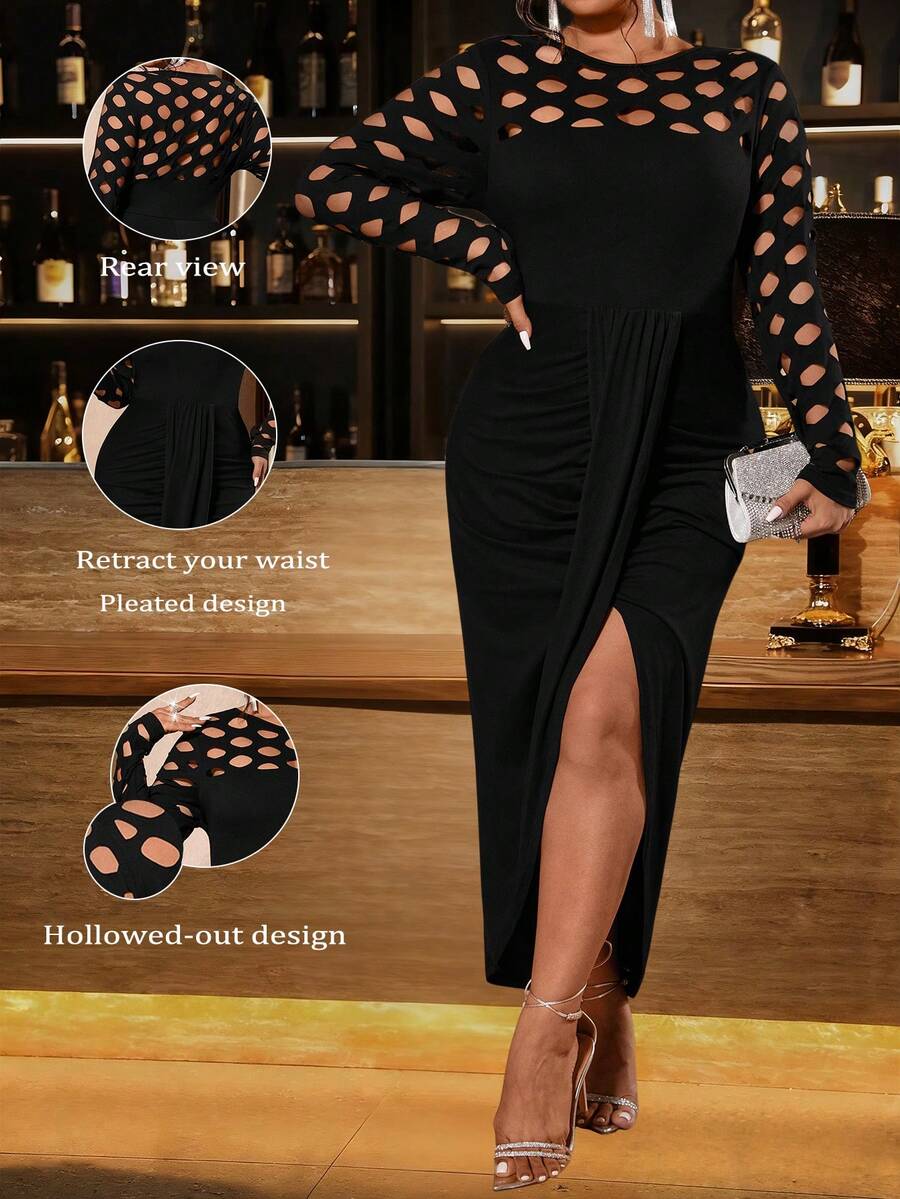 Cravure Váy dự tiệc hở lưng thanh lịch cỡ lớn dành cho nữ - màu đen - Xem 1