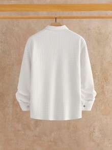 Manfinity VCAY Men's Casual Solid Color Long Sleeve Shirt And Pants Set - White - View 4