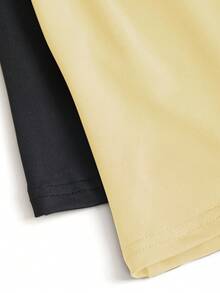 Sweetra 2pcs/Set Asymmetric Collar Fitted T-Shirt, Versatile Casual Top, Spring/Summer