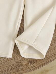 Sparklyn 女童休闲连帽卫衣和运动裤套装，秋冬季 - 米色 - 查看 8