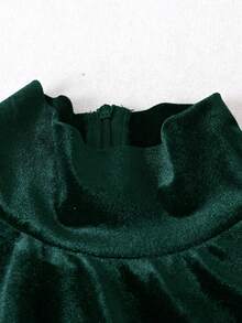 Franclia Women's Velvet Turtleneck Ruched Waist Bodycon Mini Dress - Dark Green - View 5