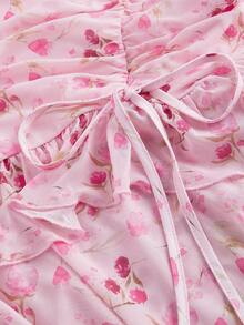 SHEIN MOD 夏季粉色针织碎花长裙，粉色女装，毕业礼服 - 粉色 - 查看 4