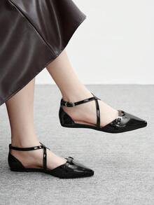 CUCCOO BIZCHIC Giày bệt mũi nhọn thời trang, thanh lịch, đa năng dành cho nữ - màu đen - Xem 1