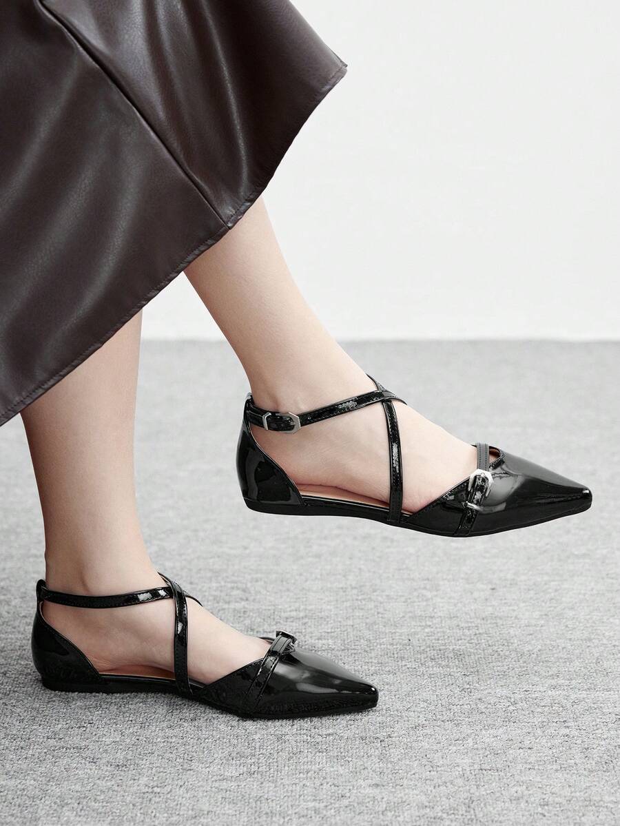 CUCCOO BIZCHIC Giày bệt mũi nhọn thời trang, thanh lịch, đa năng dành cho nữ - màu đen - Xem 1