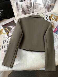 Franclia 女士短款西装外套、休闲工作服、女士服装、女士上衣 - 綠色 - 查看 2