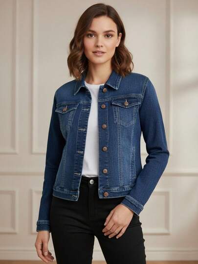 Chamarra mezclilla azul dama