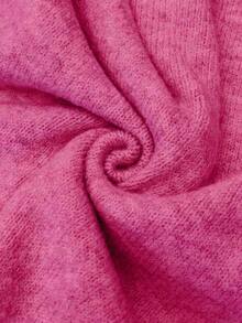 Franclia 时尚汽车蕾丝边圆领长袖毛衣 - 玫紅色 - 查看 5