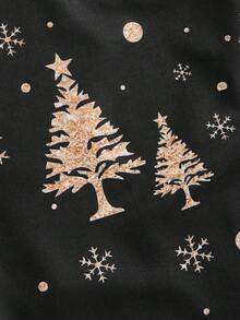 Manfinity NXTstreet 男士圣诞驯鹿印花长袖单排扣衬衫 男士驯鹿衬衫 男士衬衫 黑金图案正装衬衫 男士长袖纽扣衬衫 - 黑色 - 查看 8