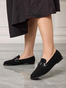 Sleekvia Zapatos planos versátiles y casuales de moda minimalista para mujer - Negro - Ver 5