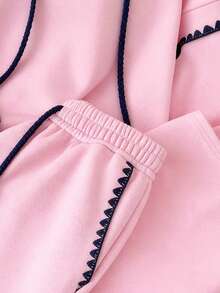 Resyla 两件套：时尚简约蕾丝边连帽衫，送朋友的绝佳礼物 - 粉色 - 查看 3