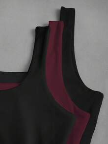 Sweetra 女士休闲褶皱圆领背心，夏季 - 彩色 - 查看 3