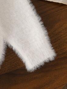 女婴卡通图案圆领长袖套头毛衣，秋冬季 - 白色 - 查看 6