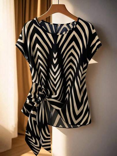 GlowEve CURVE 大码女式流行印花休闲短袖衬衫