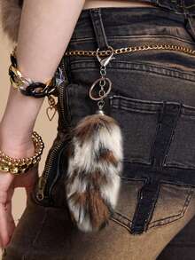 ROMWE Grunge Punk 1 móc khóa đuôi động vật giả da báo màu nâu chất lượng cao phong cách Y2K Retro đáng yêu, phụ kiện thời trang phù hợp cho phụ nữ và trẻ em gái, ý tưởng quà tặng tuyệt vời - Màu trắng - 43 - Xem 7