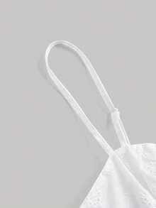 SHEIN MOD Frill Trim Schiffy Cami Dress,White Graduation Dress - White - View 4