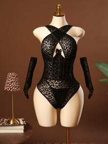 SHEIN Bộ đồ lót gợi cảm 3 món cỡ lớn có gọng - màu đen - Xem 3