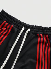 ROMWE MEN Men's Street Graphic Print Sweatpants, Suitable For Spring/Summer Everyday Wear - Black - View 5
