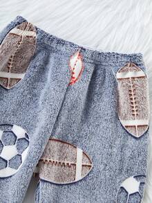 2 piezas Conjunto de top de manga larga con gráfico de fútbol y pantalones para niño pequeño, pijama/ropa de estar cómoda y suave de felpa, adecuada para otoño/invierno - Multicolor - Ver 5