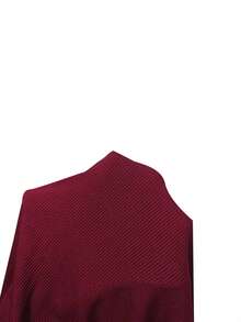 Côtesoire Lace Patchwork V-Neck Bow Tie Decor Long Sleeve Pajama Set - Burgundy - View 7