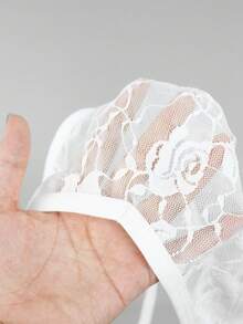 1 pieza Ropa interior sexy para hombres con encaje de rosa y diseño calado en la espalda - Blanco - Ver 6