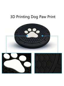 2个装卡通猫爪图案车载杯架内衬垫圆形硅胶防滑垫隔热垫，适用于饮料或咖啡 - 彩色 - 查看 3