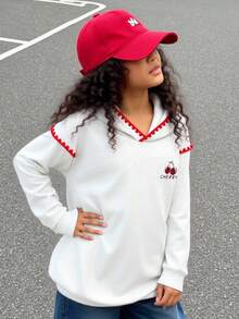 Girls' Cartoon Print Sweatshirt, Soft Casual Fit Suitable For School, Commute And Autumn/Winter Daily Wear - Light Grey - View 3