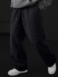 Gym Rark 男士纯色休闲抽绳腰运动裤 - 黑色 - 查看 1