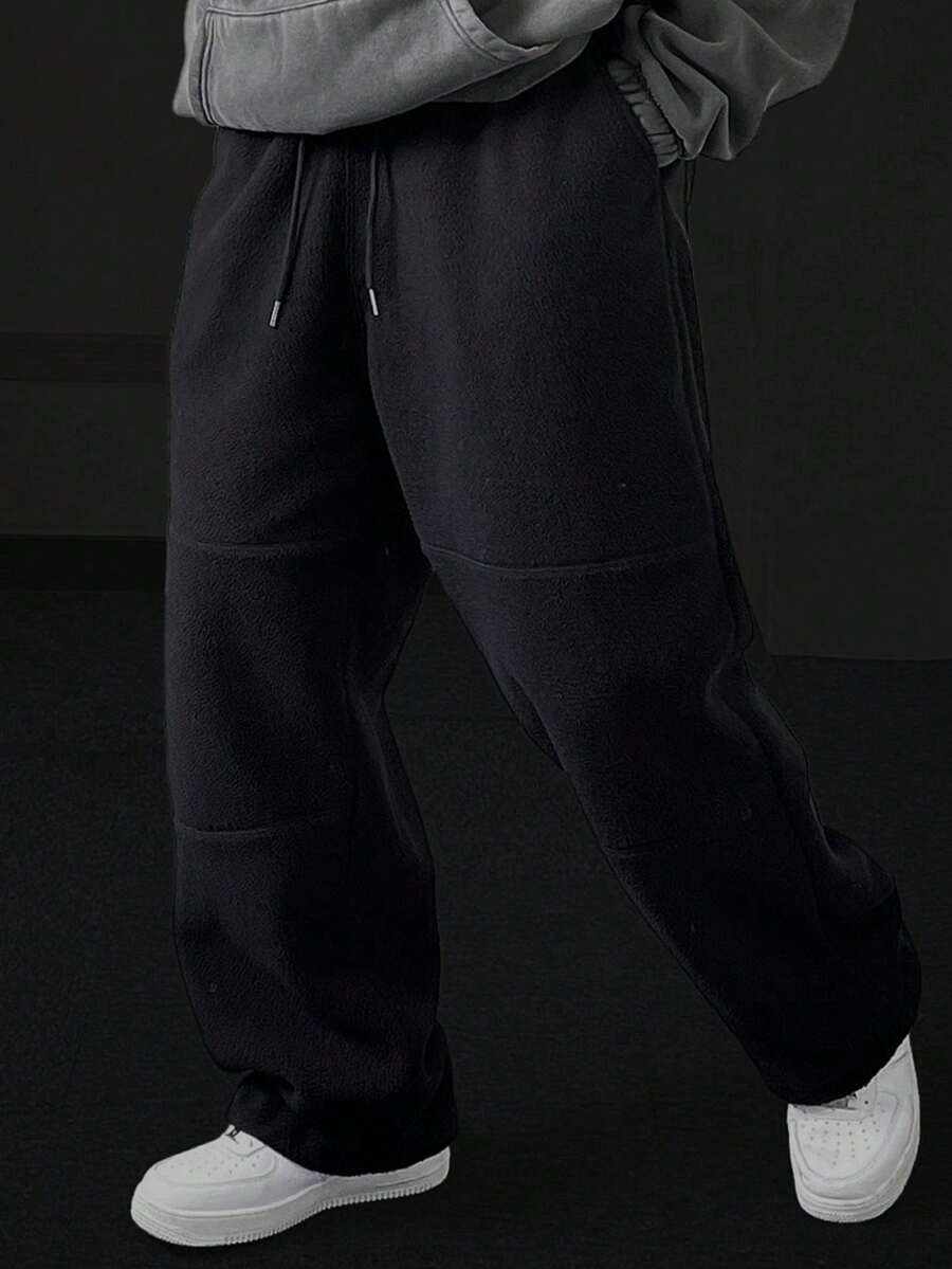 Gym Rark 男士纯色休闲抽绳腰运动裤 - 黑色 - 查看 1