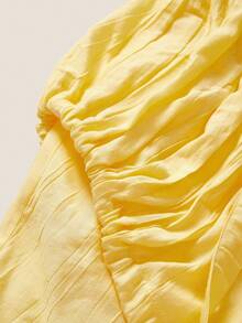 Muvela 女式纯色抽绳短款迷你裙 - 黃色 - 查看 6