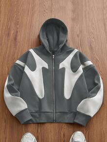 EASEVO Plus Size Men's Casual Contrast Color Block Hoodie Sweatshirt, Autumn/Winter - Multicolor - View 2