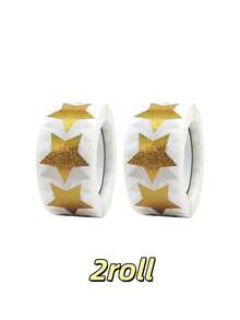 500 Sheets/Set 1set/2sets/3sets Laser-Cut Fine Sand Gold Five-Pointed Star Graffiti Stickers, Waterproof Self-Adhesive Paper, For Gift Wrapping, Mobile Phone Back Decoration, DIY Bags - Multicolor - View 8